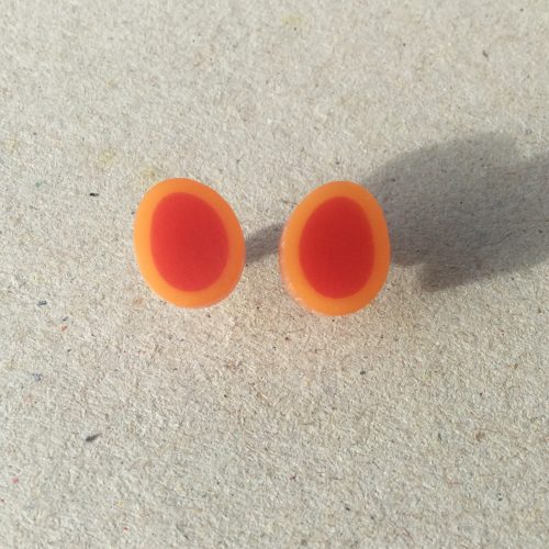 Studs tiny ovals red pale yellow line