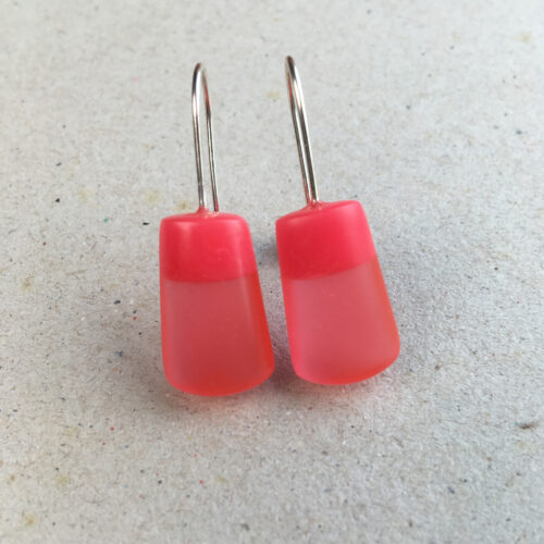Earrings short drop taper pink orange