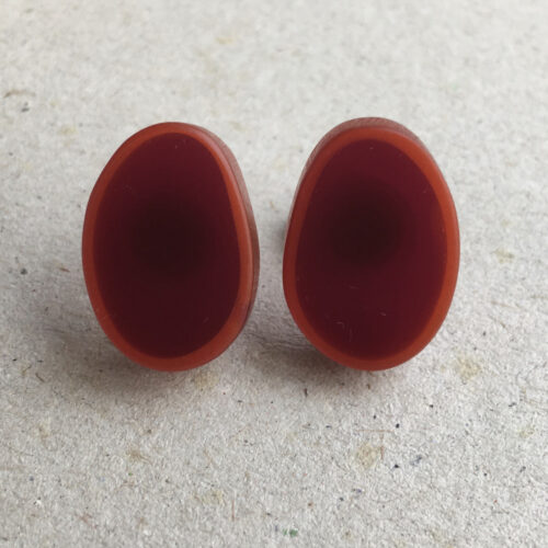 Studs large oval deep red purple red line