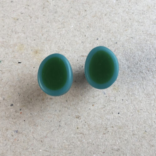 studs tiny oval dark green turquoise line