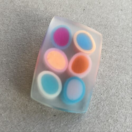 Brooch tiny rectangular 6 ovals