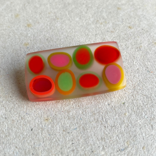 Brooch small rectangle 8 tiny ovals